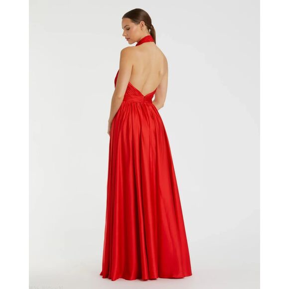 Mac Duggal Women's Rosette Halter Chiffon Evening Gown Size 24 - Picture 2 of 16